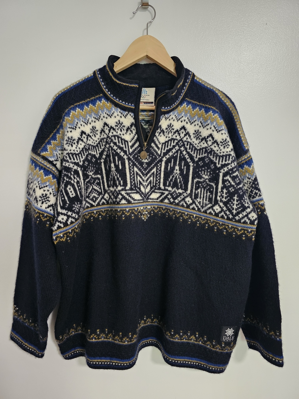 Dale Of Norway Torino 2006 Olympics 100% Wool Half-Zip Sweater Size XL